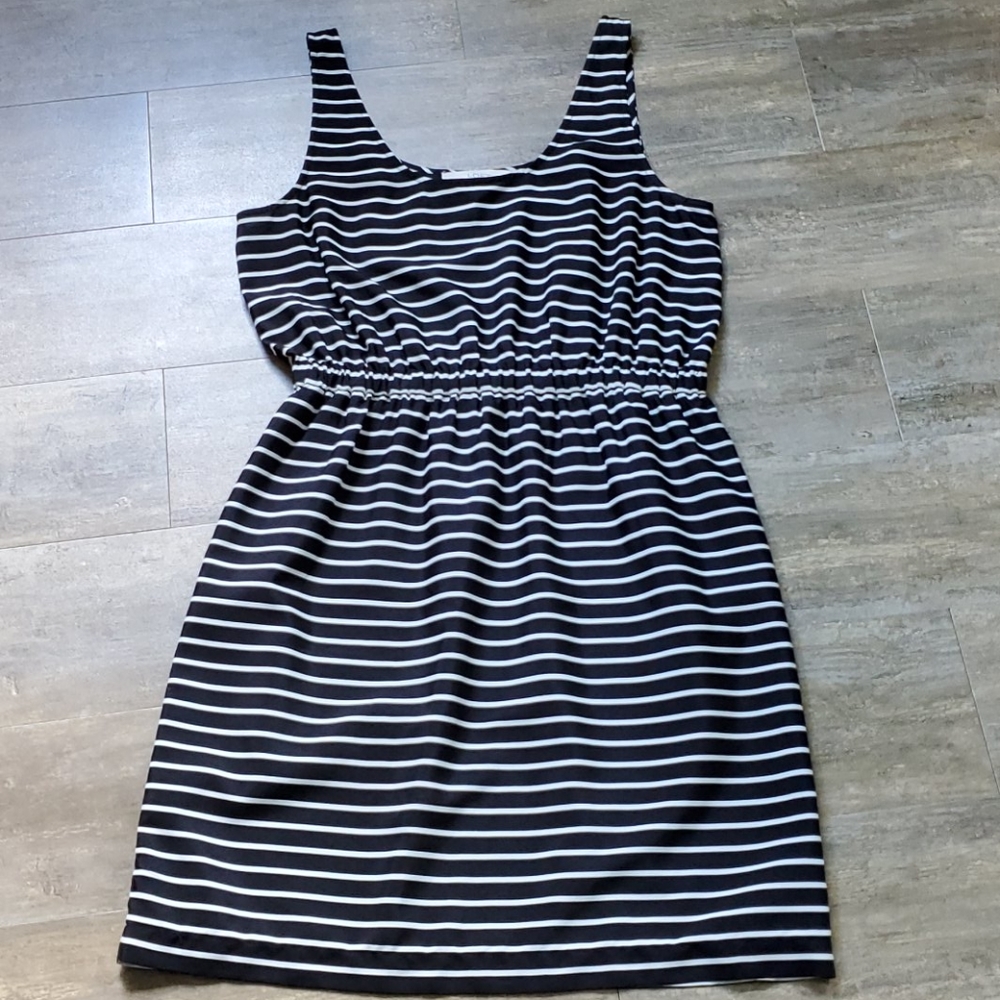 Ann Taylor LOFT Striped Elastic Waist Tank Dress